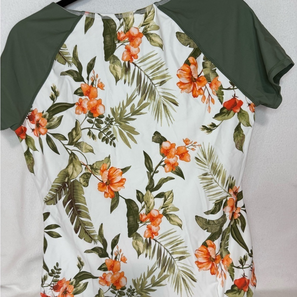 CUPSHE One Piece Swimsuit  Mock Neck Zipper Short Sleeve Bathing Suit. Size XL - Picture 9 of 9